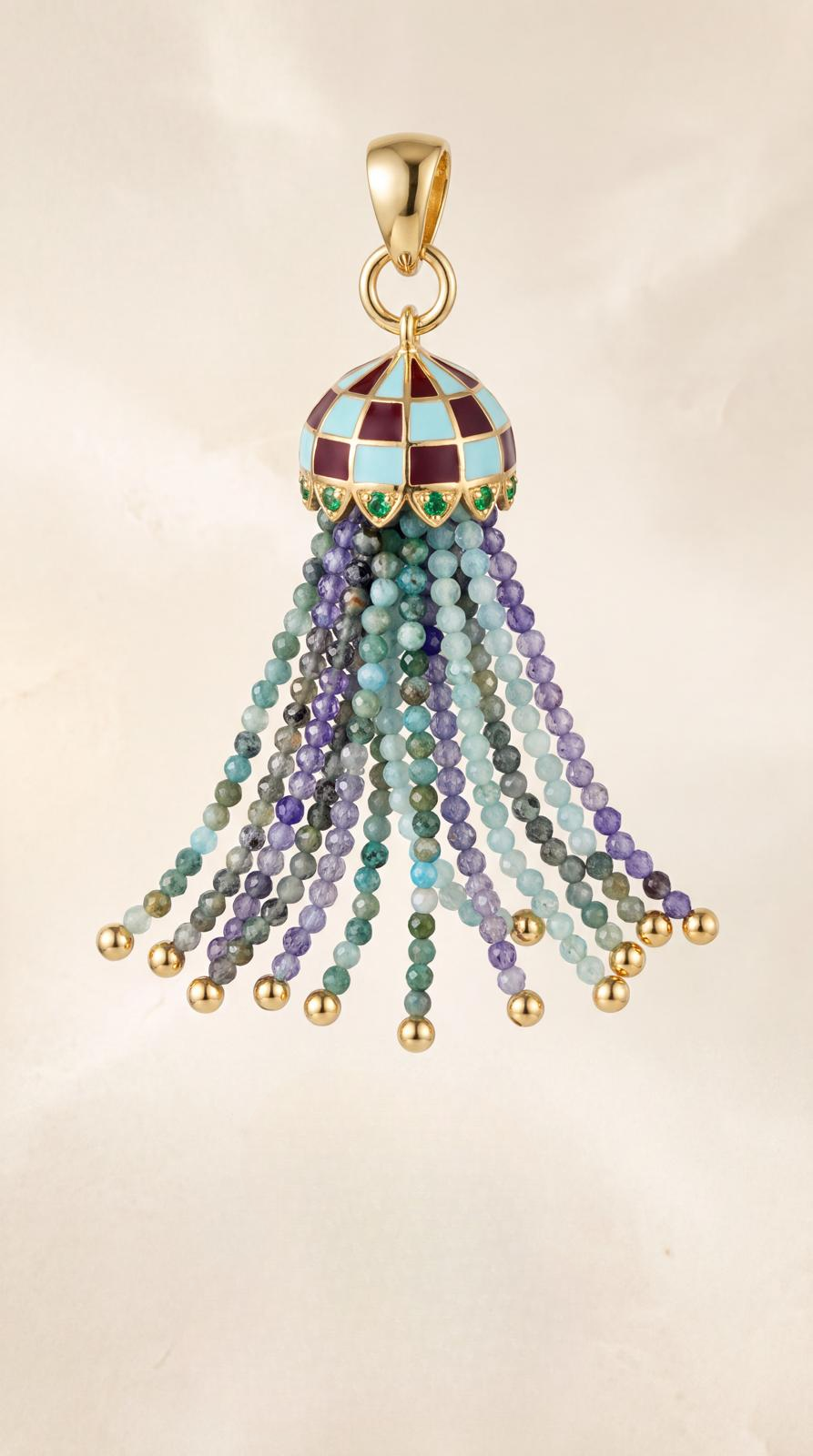 BLA-BLA 0050B — Turquoise Enamel Tassel Pendant
