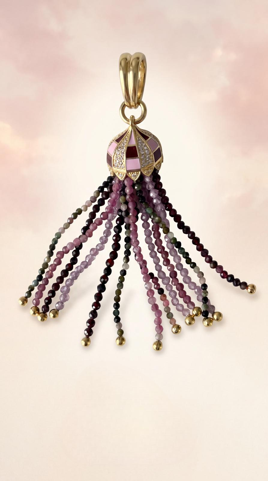 BLA-BLA 0050A — Rose Enamel Tassel Pendant