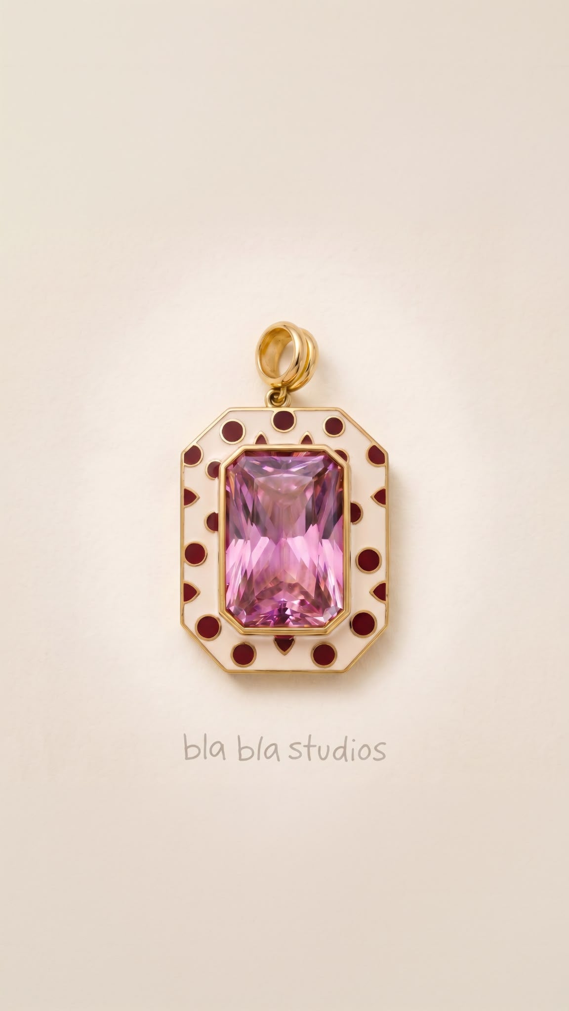 BLA-BLA 037 — Pink Stone Enamel Pendant