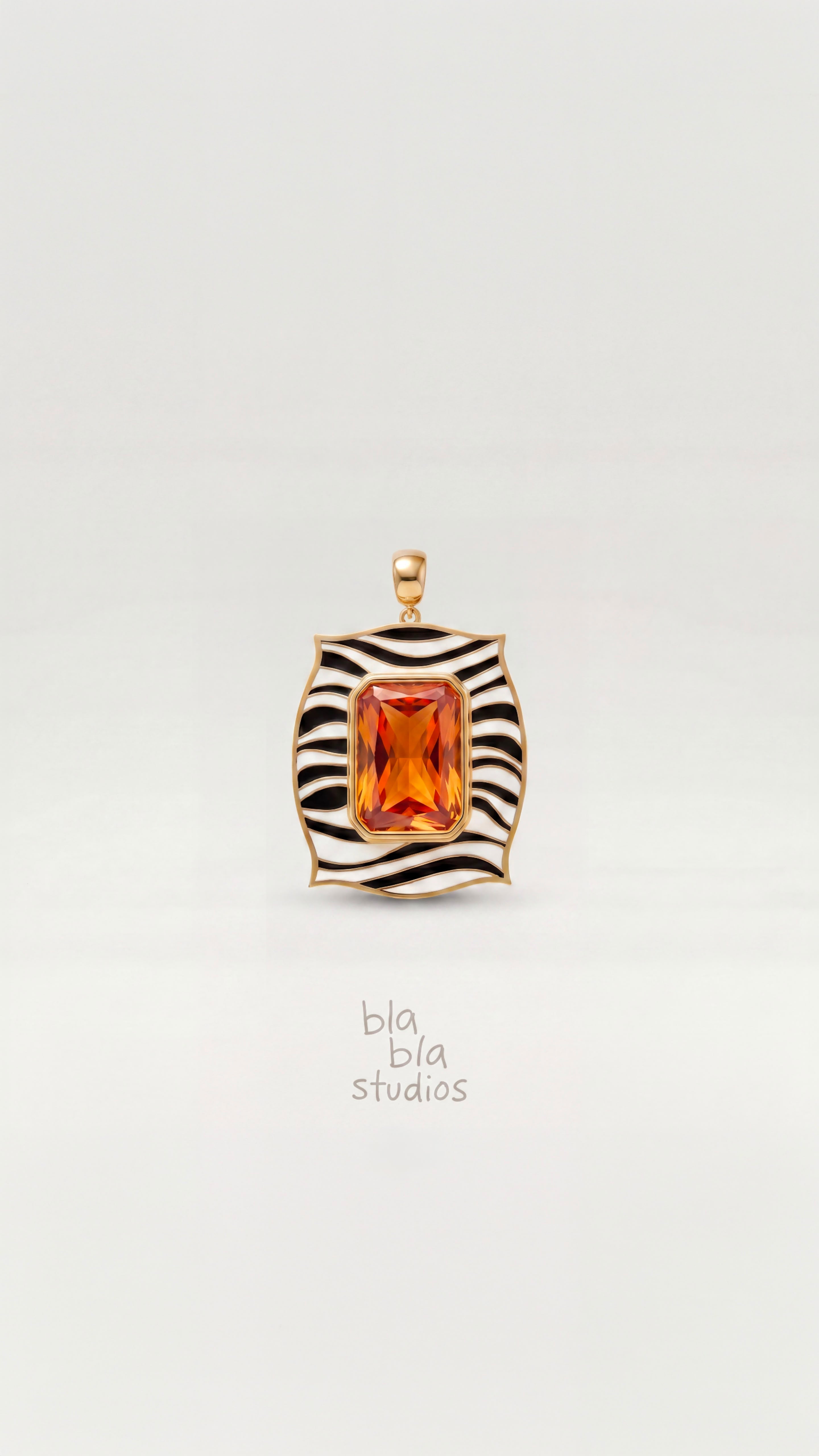 BLA-BLA 035 — Zebra Enamel Pendant Necklace